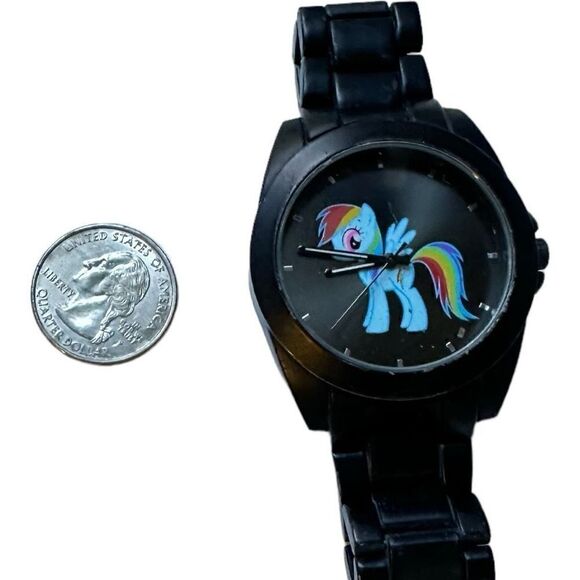 HASBRO MY LITTLE PONY 2014 HOT TOPIC Rainbow Dash Black Stainless Steel Analog W - Picture 2 of 10